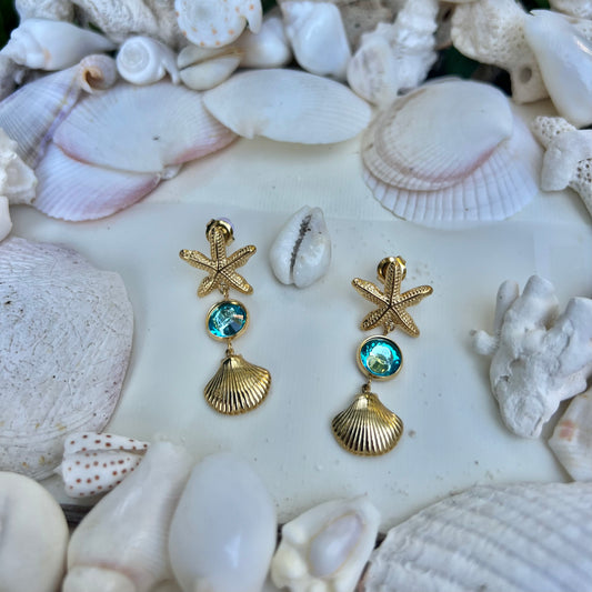 Blue Shellstar Earrings